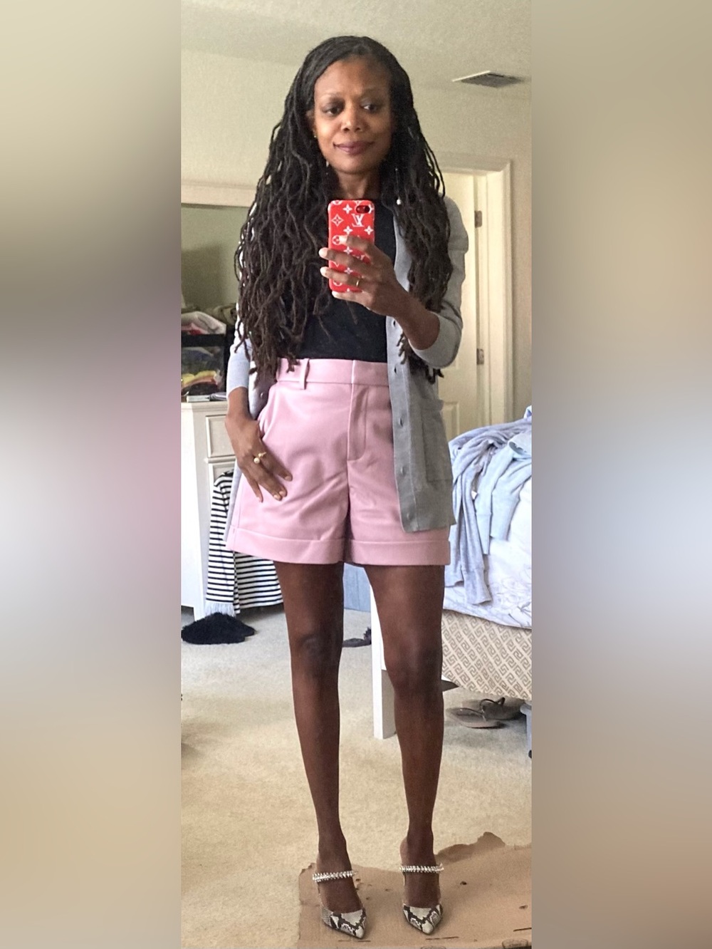NWT! J. Crew High-Rise Vegan-Leather Short, Size 2, Pink/Dried Violet